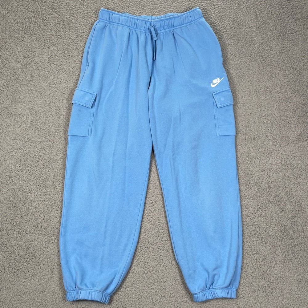 Nike Cargo Joggers Mens M Blue French Terry Cotton Baggy Relaxed Streetwear Y2K